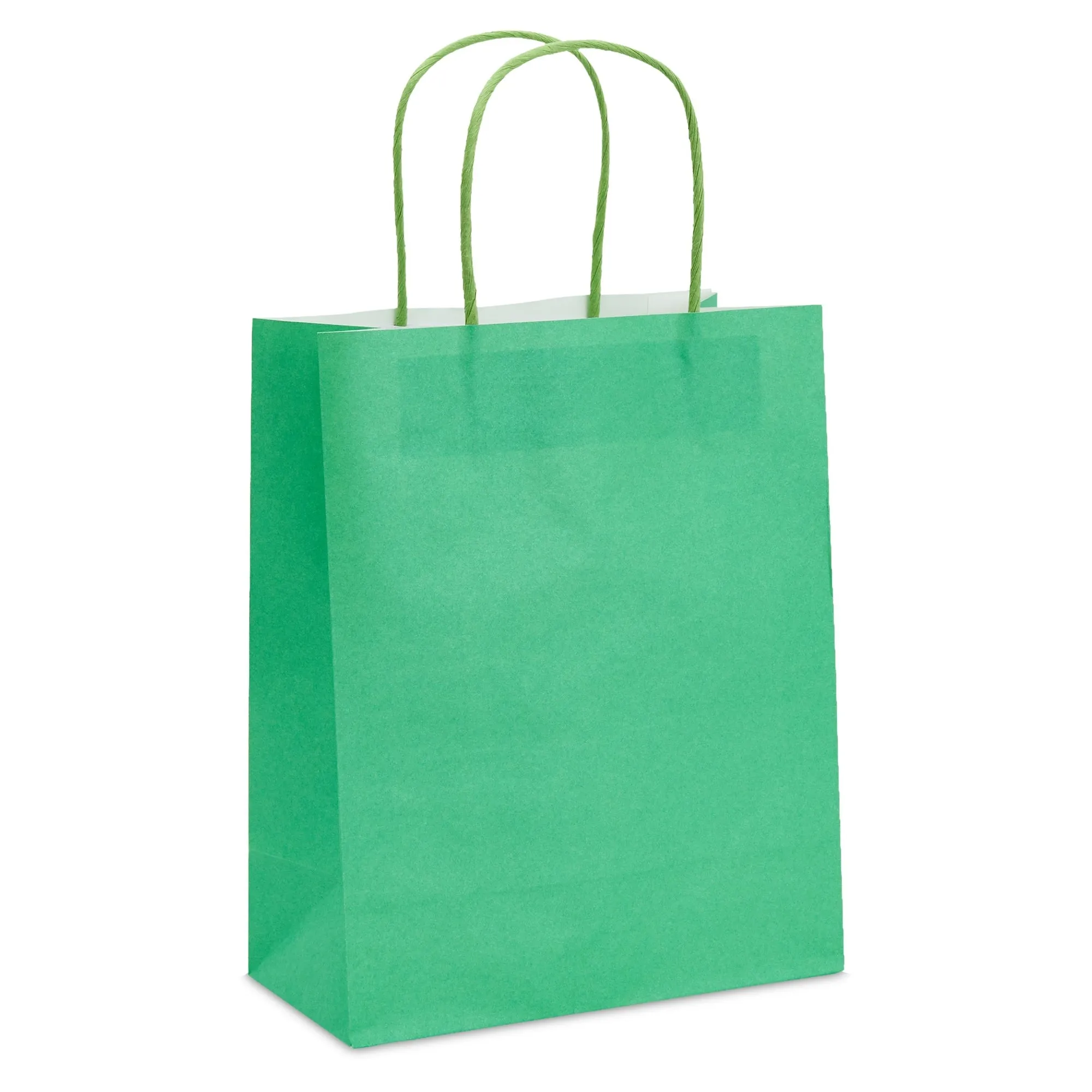 50 Pack Medium Green Gift Bags with Handles, Bulk Set for Birthday Party Favors (8 x 10 x 4 In)