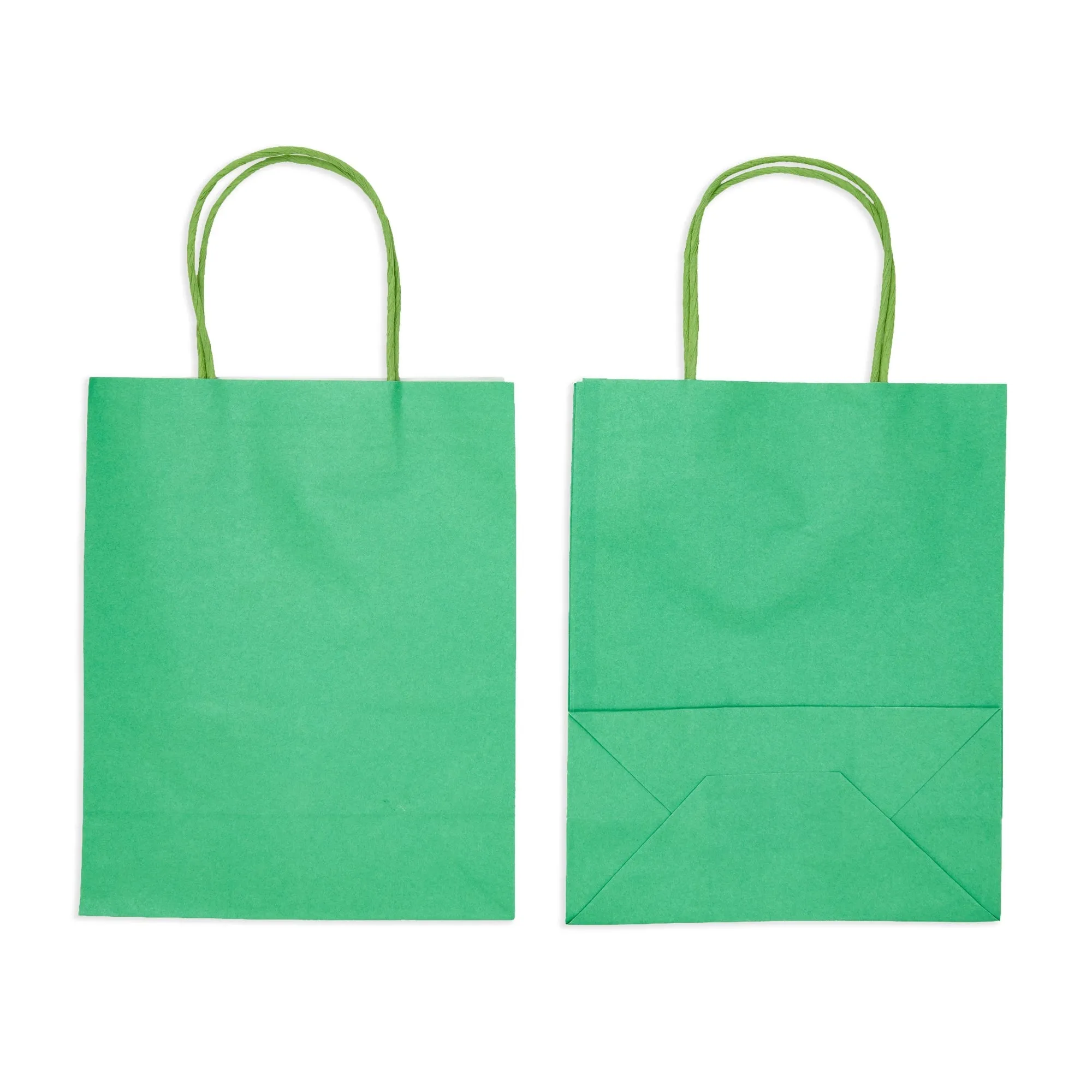 50 Pack Medium Green Gift Bags with Handles, Bulk Set for Birthday Party Favors (8 x 10 x 4 In)