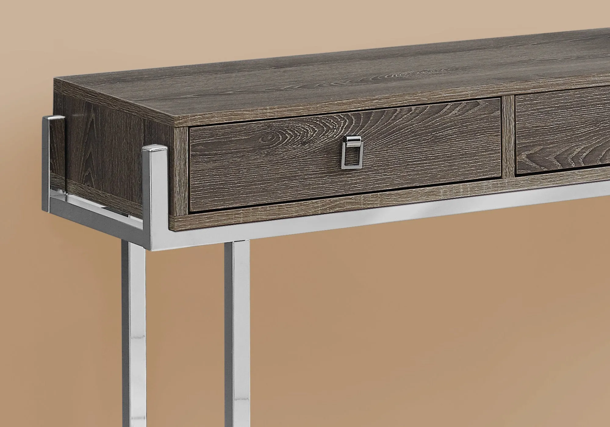 Accent Table - 48"L / Dark Taupe / Chrome Metal