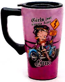 Betty Boop Girls Just Wanna Have Fun Biker Travel Mug