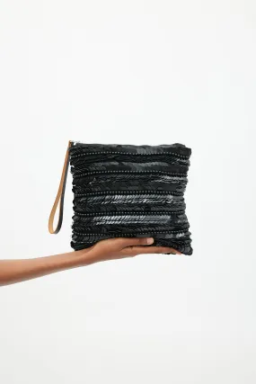 Black Paillette Embellished Clutch