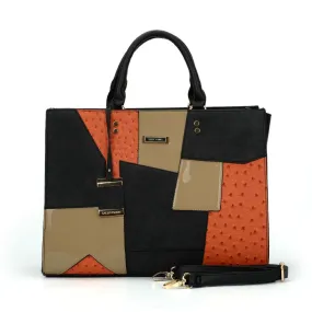 Color Block One Shoulder Tote Bag