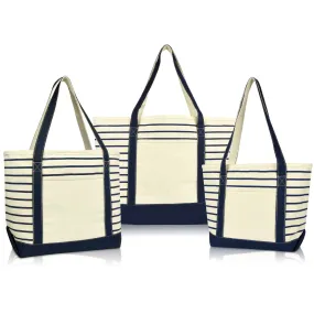 Dalix Striped Soft Tote (Set of 3)