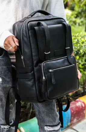 Elegant Soft Black Leather Backpack – Stylish, Versatile, and Organized  ART:- BG-1610