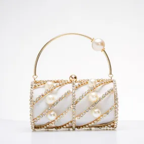 Embellished Hollow Out Metal Cage Barrel Bag