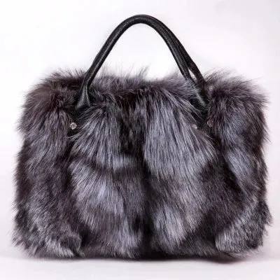 Fox Fur Genuine Leather Crossbody Bag