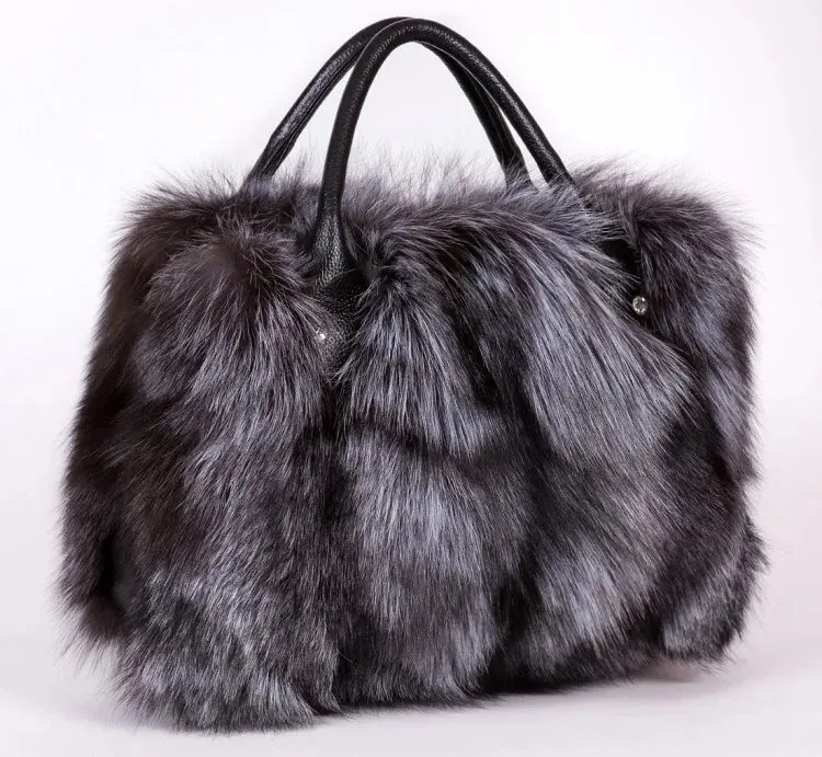 Fox Fur Genuine Leather Crossbody Bag