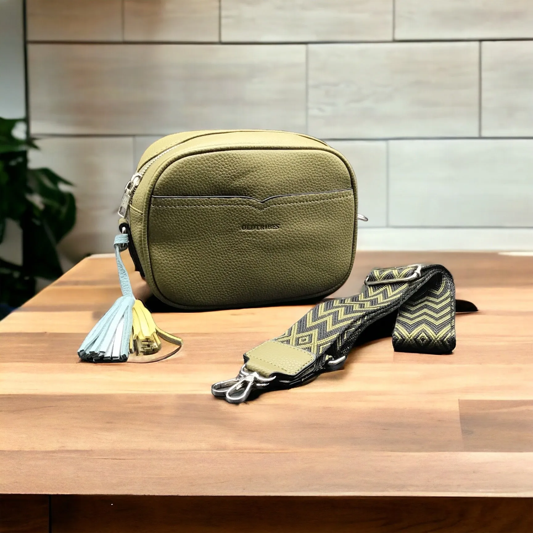 OldTribes™ Green Leather Crossbody Bag