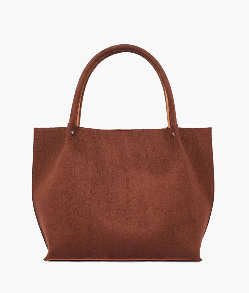 OXI TOTE SUEDE BROWN 2PCS SET