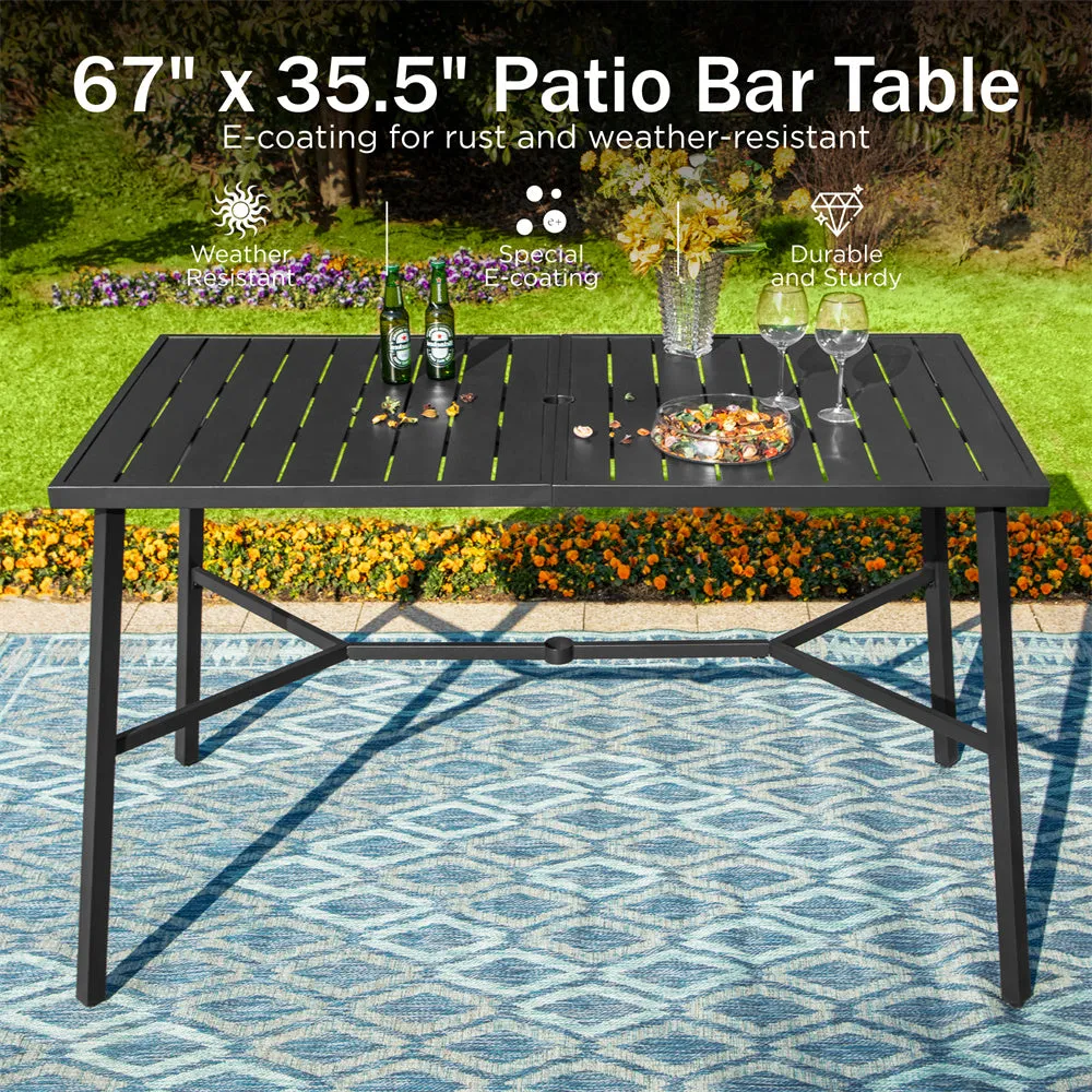 Phi Villa Patio 67'' Rectangle Steel High Bar Table for 6 Persons