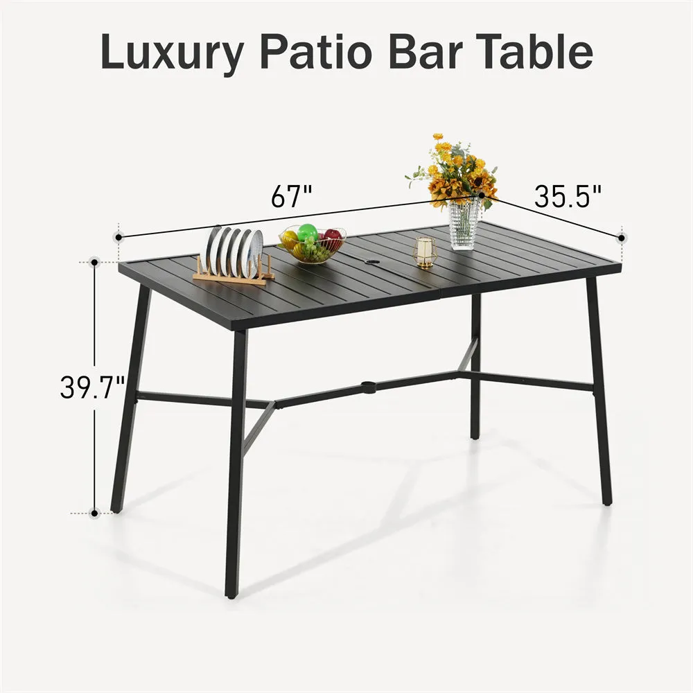 Phi Villa Patio 67'' Rectangle Steel High Bar Table for 6 Persons