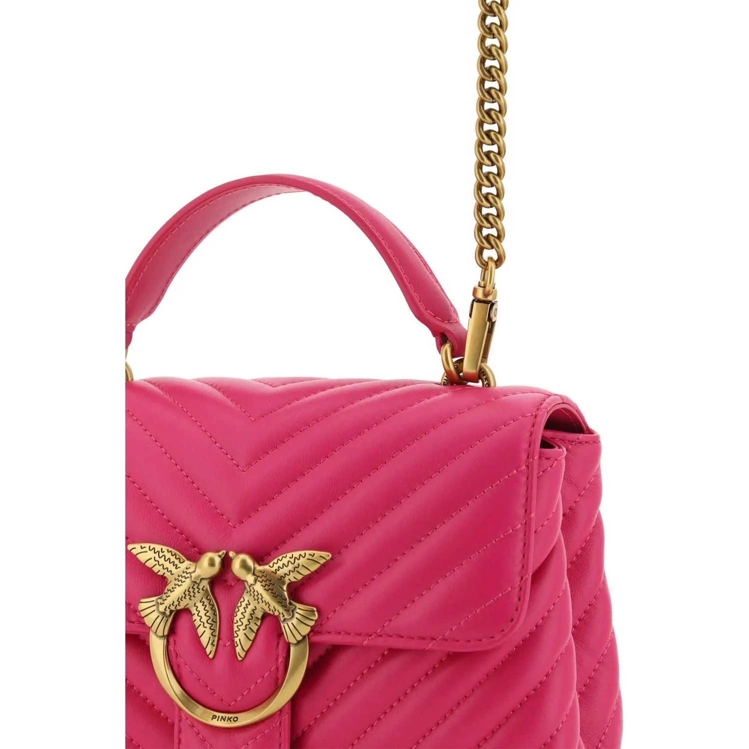 PINKO Chic Pink Quilted Leather Mini Handbag