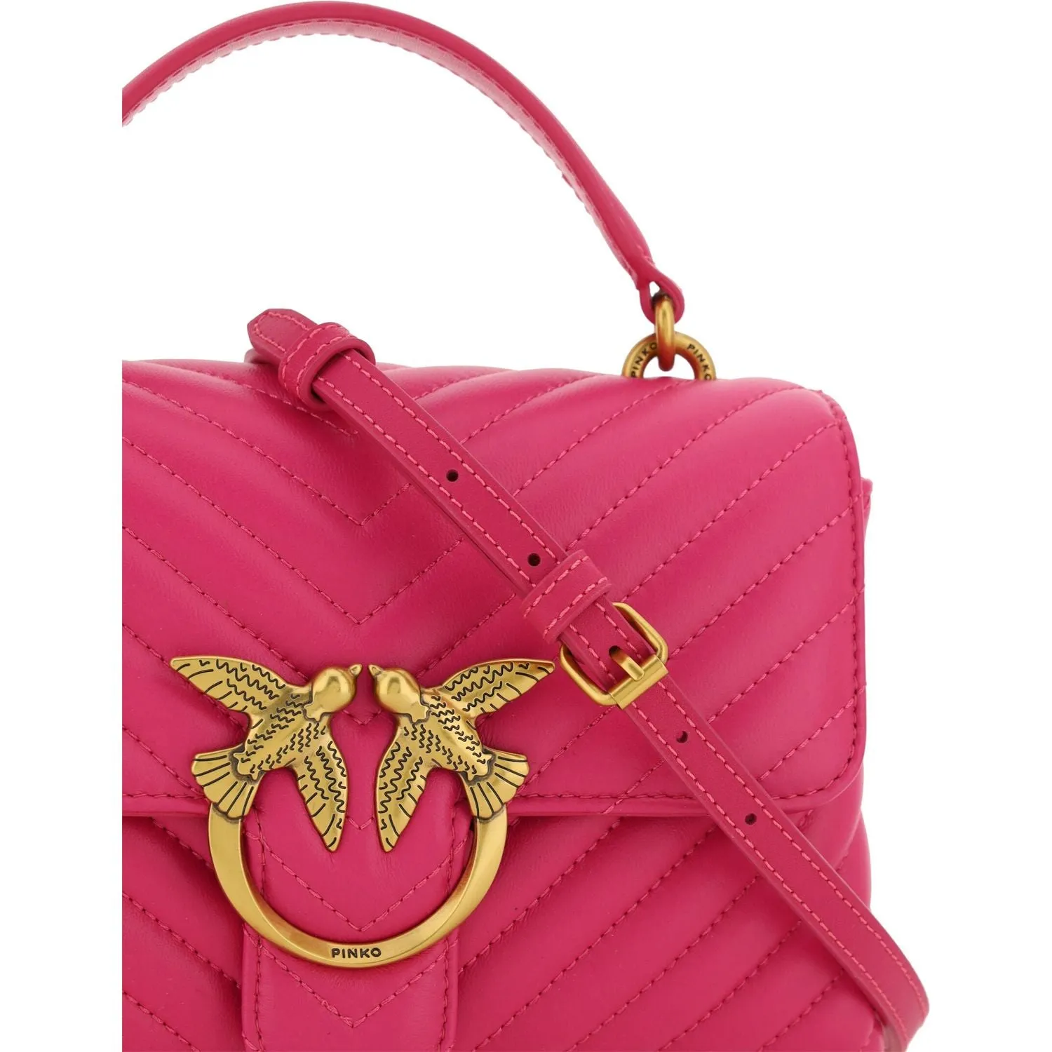 PINKO Chic Pink Quilted Leather Mini Handbag