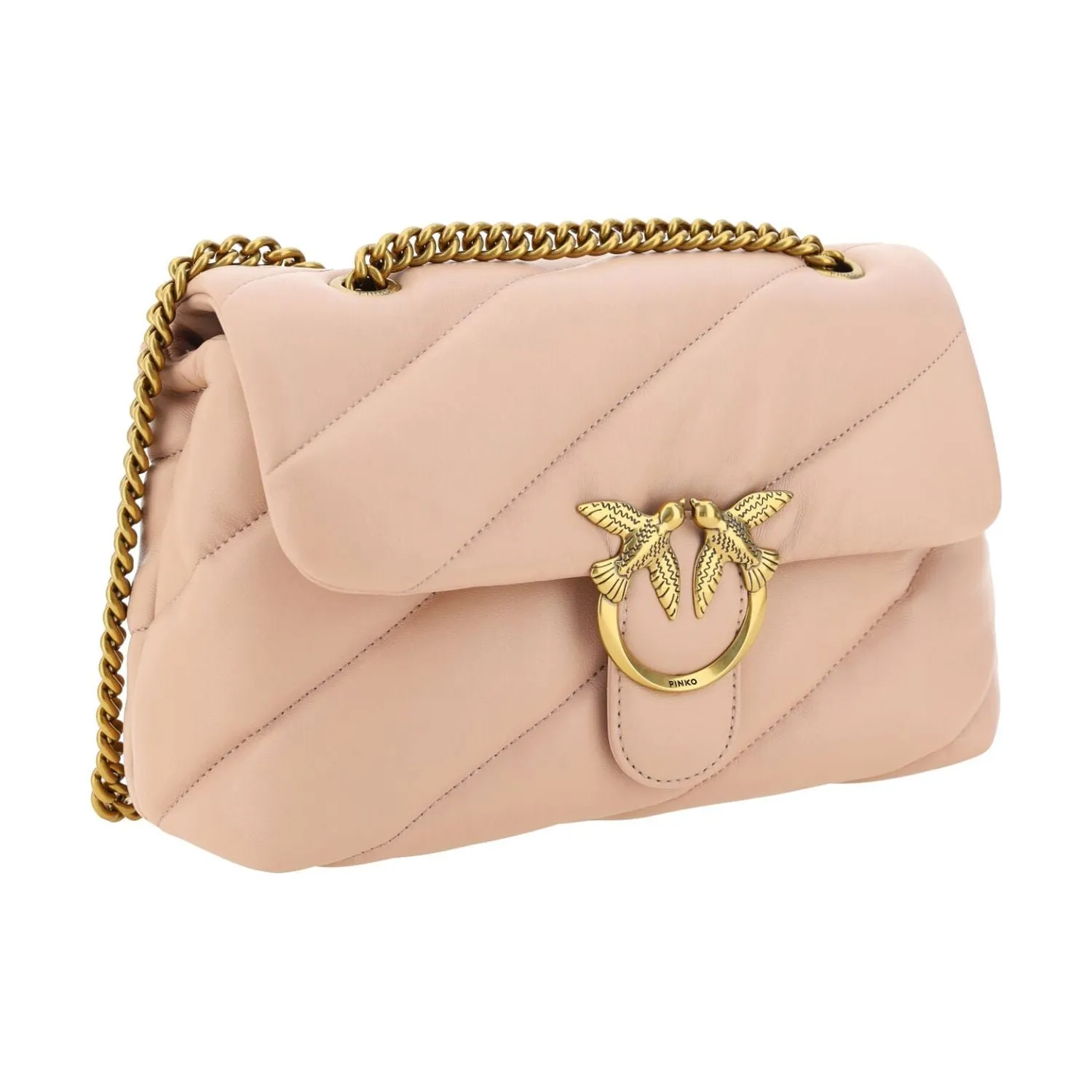 PINKO Elegant Light Pink Quilted Shoulder Bag