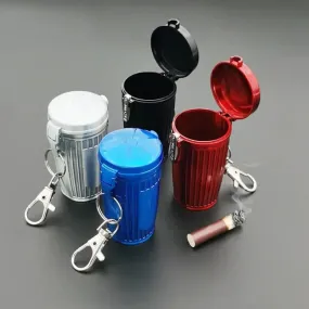 Portable Mini Ashtray with Lid & Keychain - Metal Construction - Ideal for On-the-Go Smokers - Durable and Convenient.