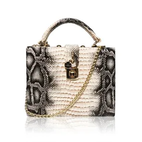 Snakeskin Print PU Leather Box Bag