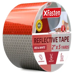 XFasten Reflective Tape | 2 Inches x 5 Yards | Red & White